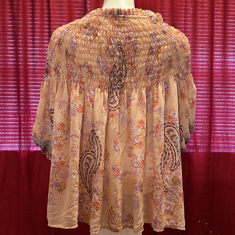 Taylor & Sage Boho Button Down Blouse With Tassel… - image 7